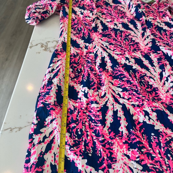 Lilly Pulitzer Fiesta Stretch Ruffle Sleeve Coral Print Dress Size 14 NWT - Picture 3 of 7